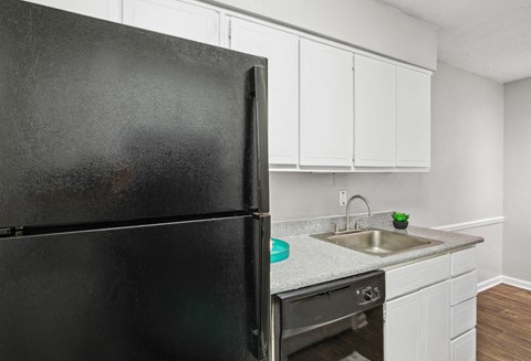 Bright and modern kitchen with ample counter space at Pine Village North in Smyrna, GA